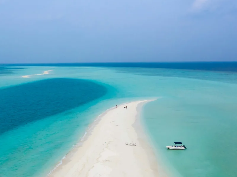 Boat on blue sea, Maldives