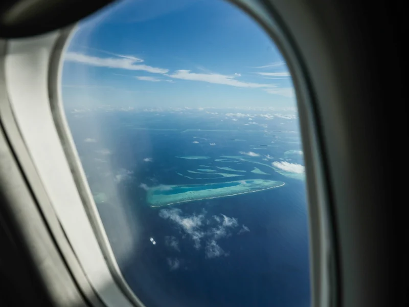 Maldives island from the plane window