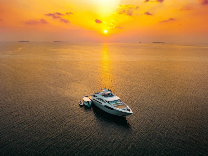 Boat at sunset, Maldives